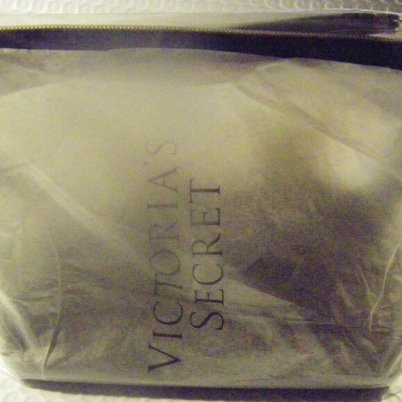 Victoria's Secret Fashion Show Cosmetic Case Black and Clear Gold Wings  NWT - Picture 9 of 11